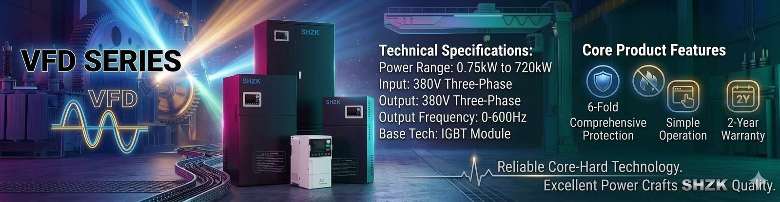 SHZK Complete VFD Product Range from 0.75kW to 720kW